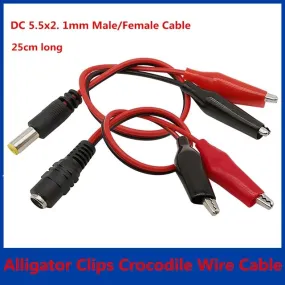 5.5×2.1mm DC Power Jack to Alligator Test Clips Clamp