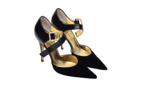 Dolce & Gabbana - Black Point Toe Heels with Ankle Strap - IT 38 1/2