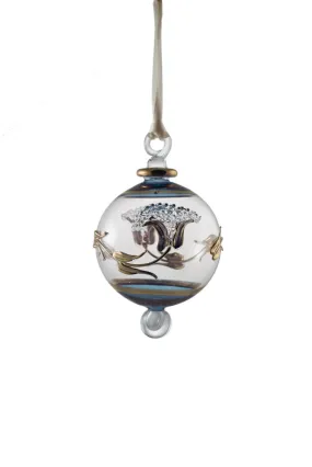 Gold Design Ball Ornament Blue