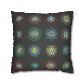 Handmade Mandala Art Christmas Pillowcase - Dark Gray Square