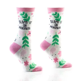 "Blame it on Menopause" Cotton Dress Crew Socks by YO Sox - Medium