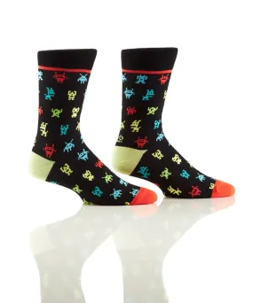 "Digital Monsters" Cotton Dress Crew Socks by YO Sox - Large