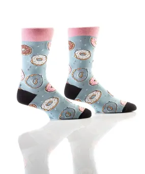 "Donuts" Cotton Dress Crew Socks by YO Sox - Large