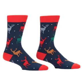 "Holiday Deer" Cotton Dress Crew Socks by YO Sox - Large