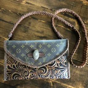 The Eagle - Monogram with Brown/Black Swirl Vintage Crossbody/Clutch Bag